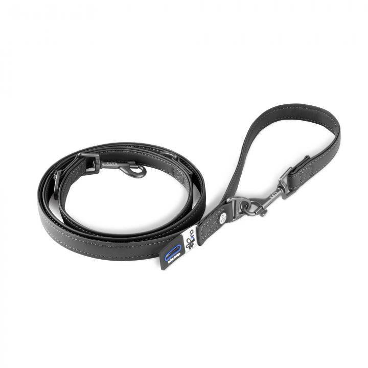 Curli Apple Leather Adjustable Dog Leash Black