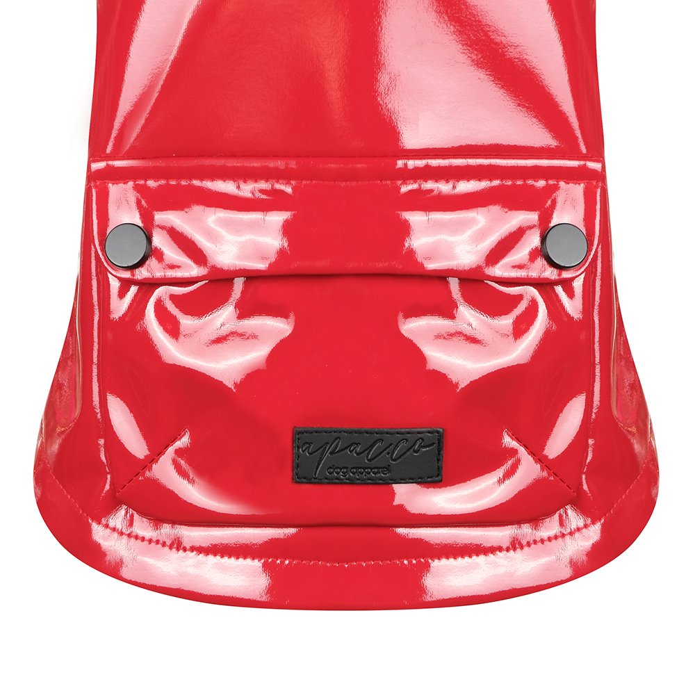 Chic Amazon Red Patent Leather Dog Raincoat