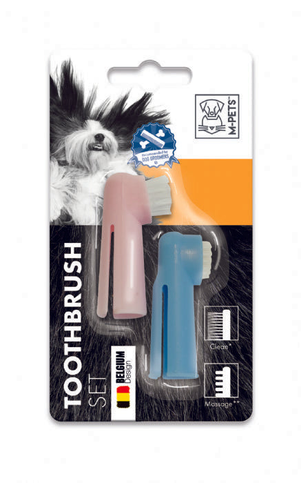 M-PETS DOG TOOTHBRUSH FINGER TOOTHBRUSH 2-PIECE