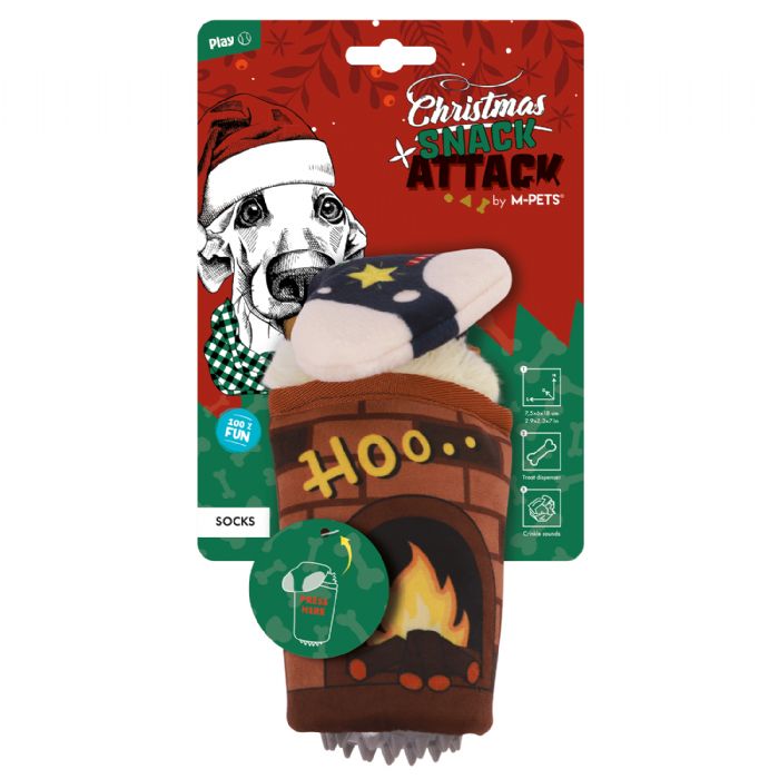 M-PETS CHRISTMAS SOCKS SNACK ATTACK DOG TOY