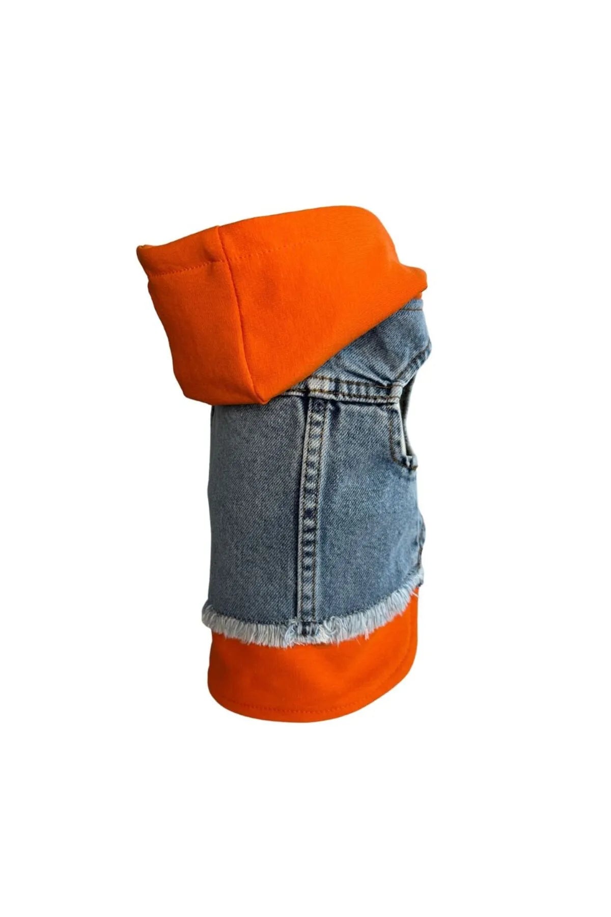 ORANGE HOODED DOG DENIM JACKET
