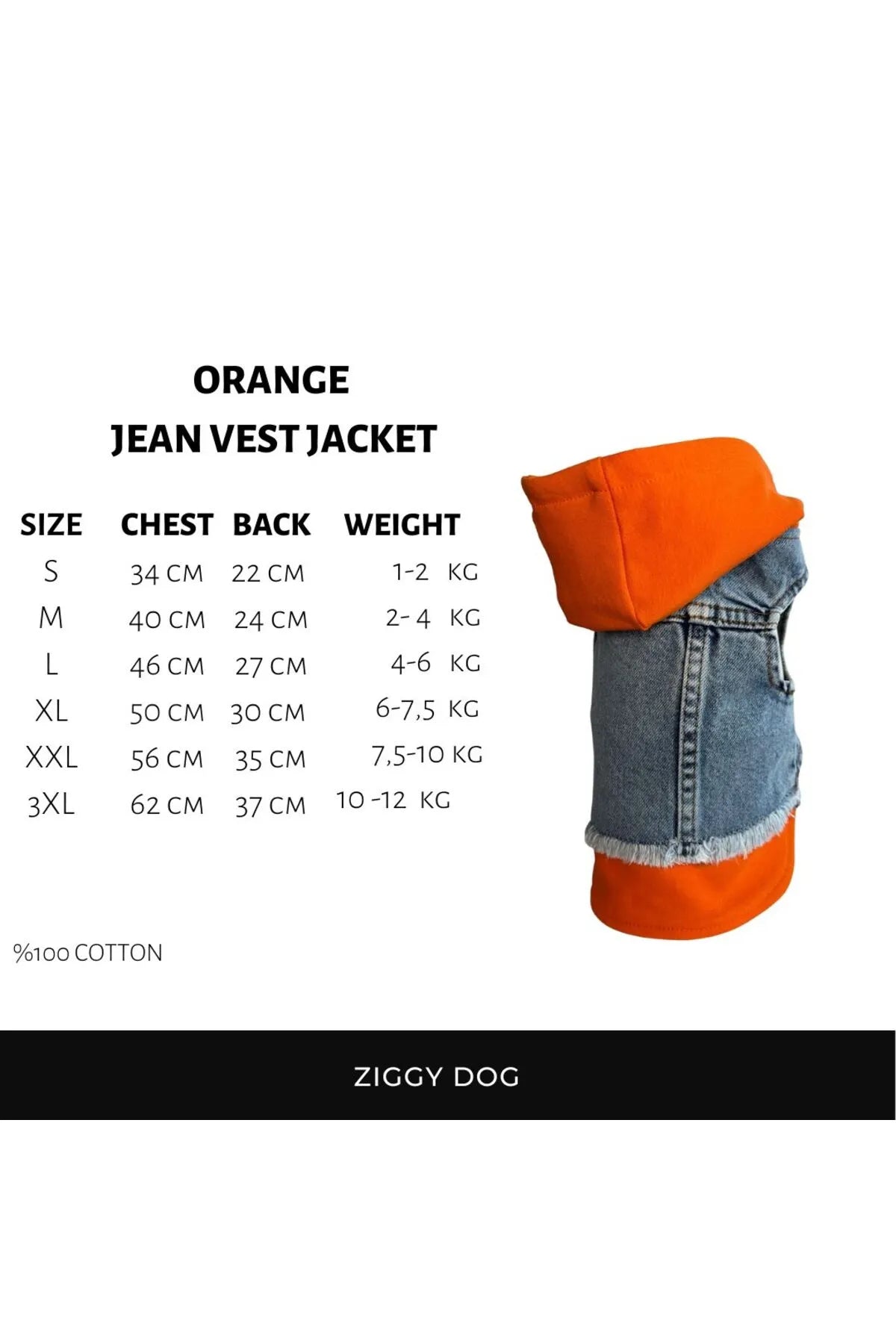 ORANGE HOODED DOG DENIM JACKET