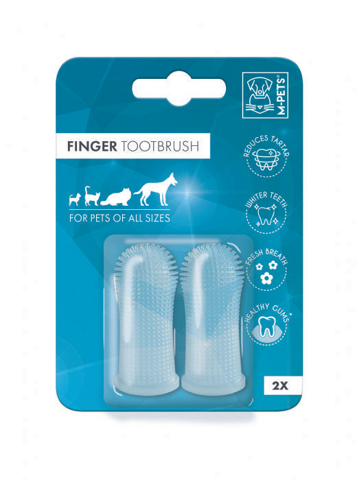 M-PETS DOG FINGER SILICONE FINGER TOOTHBRUSH 2 PIECE