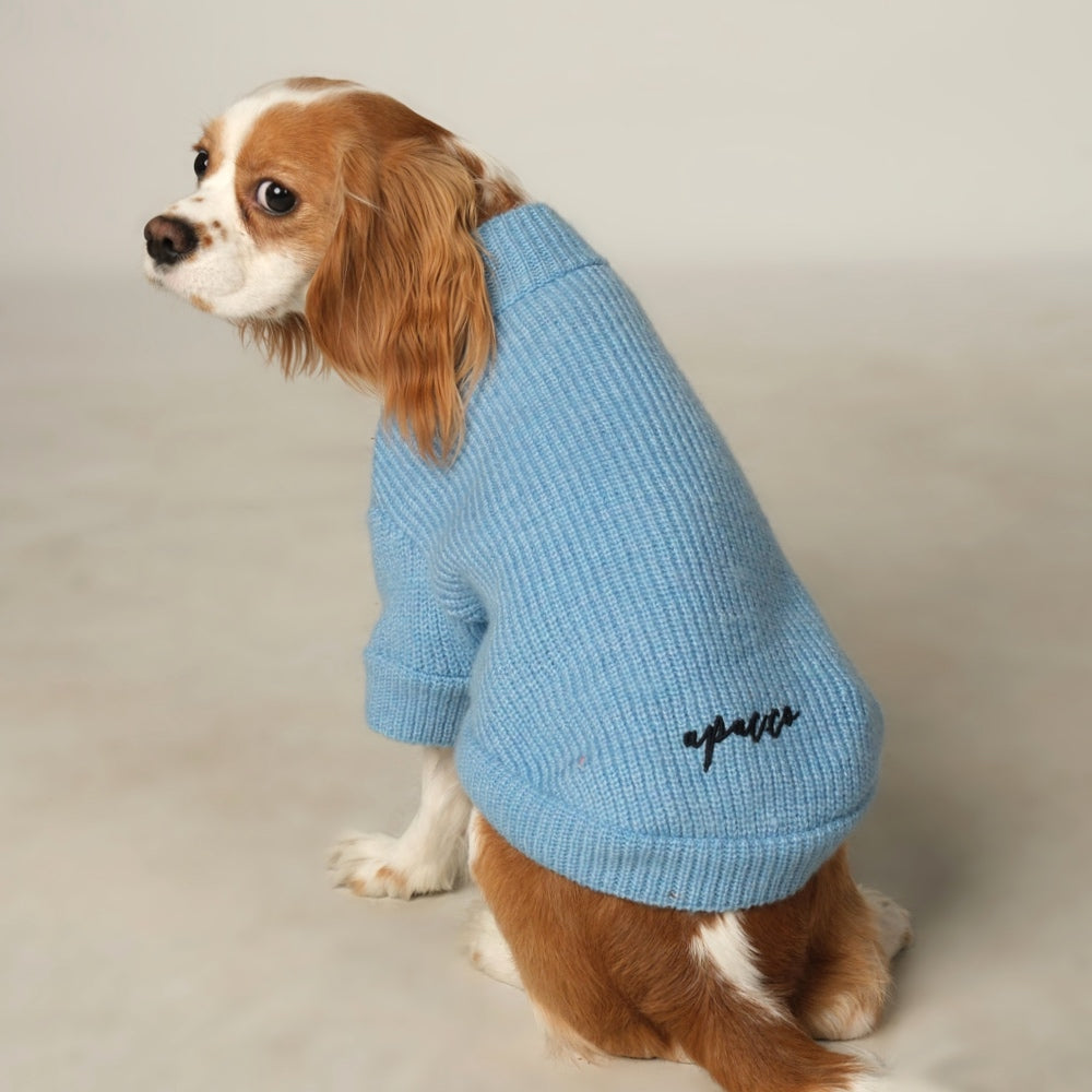 Basic Blue Knit Dog Sweater