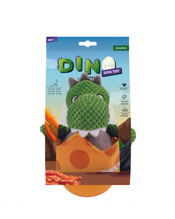 M-PETS PLAY DINO RASIBUS BACON FLAVORED DOG TOY