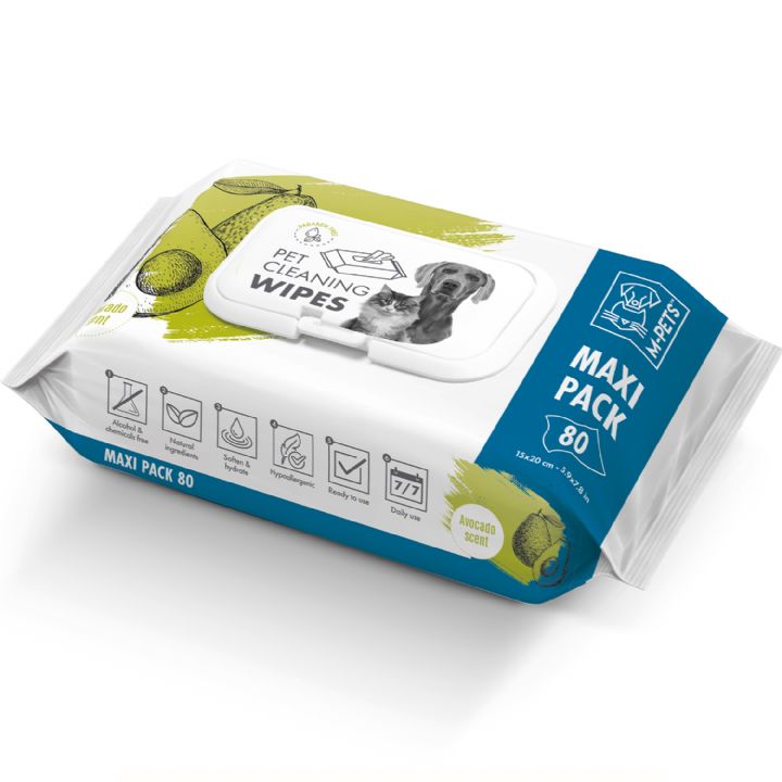 M-PETS AVOCADO CLEANING WIPES FOR CATS/DOGS 80 PIECES