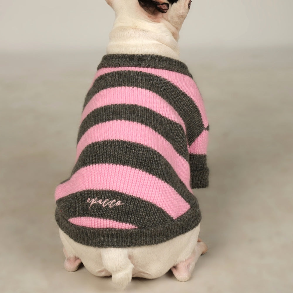 Dalton Pink Gray Striped Dog Sweater