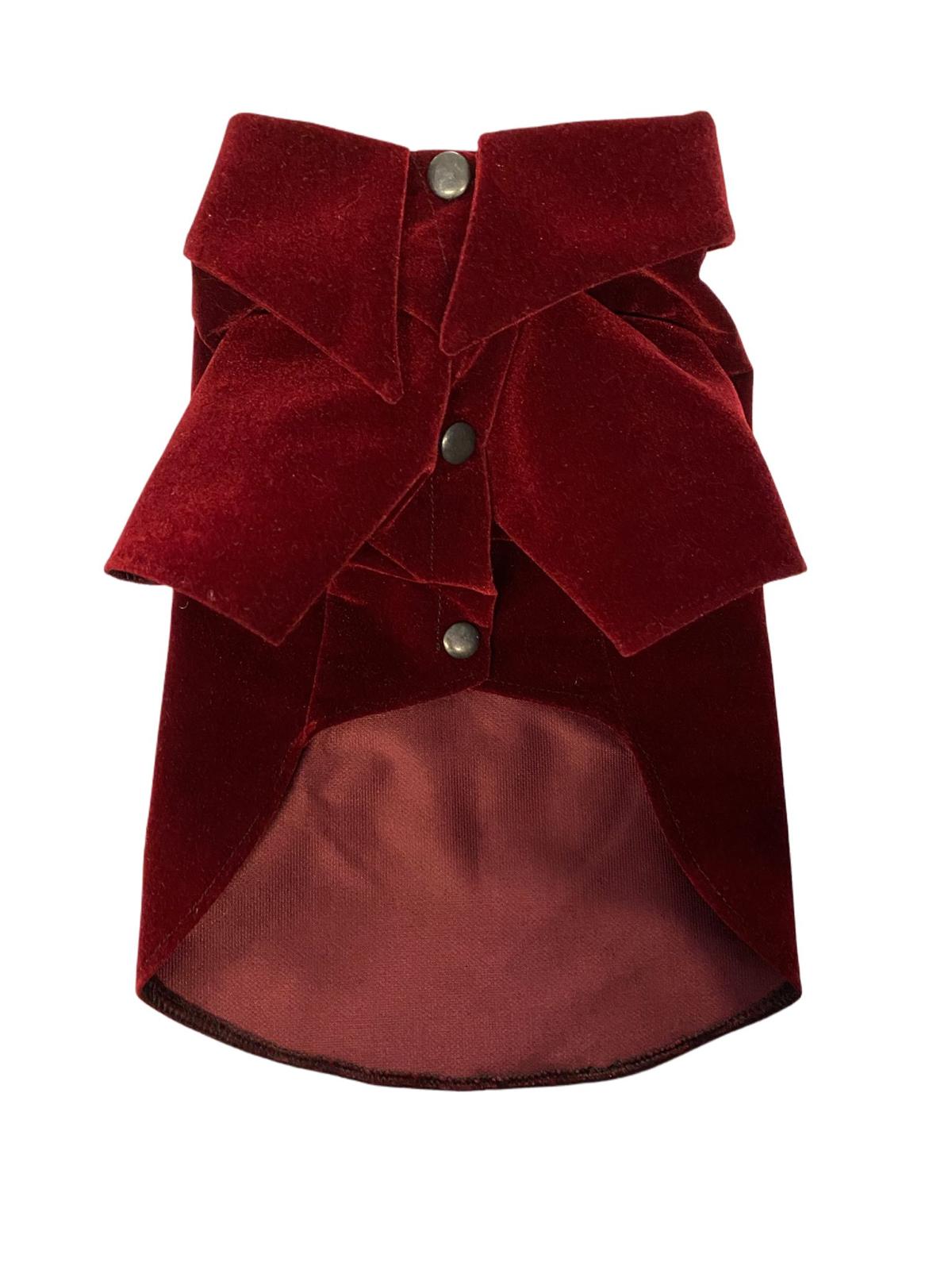 MERPAWW DOG MAROON VELVET SHIRT