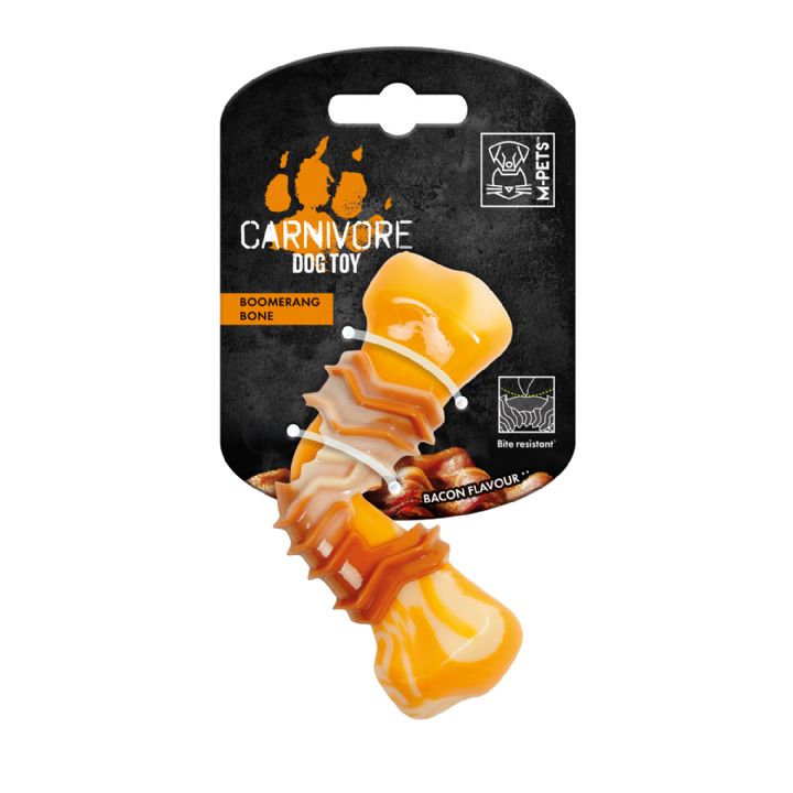 M-PETS CARNIVORE DOG TOY BOOMERANG BONE BACON FLAVOR