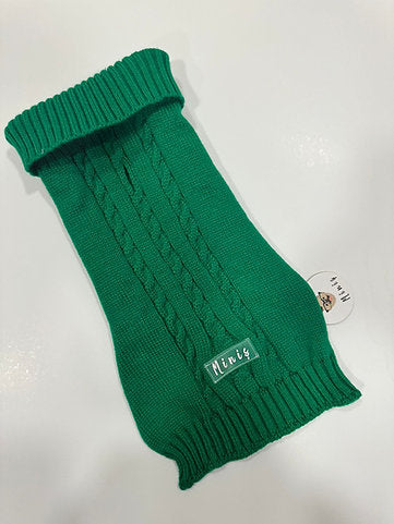GREEN KNITTED FISHING DOG SWEATER
