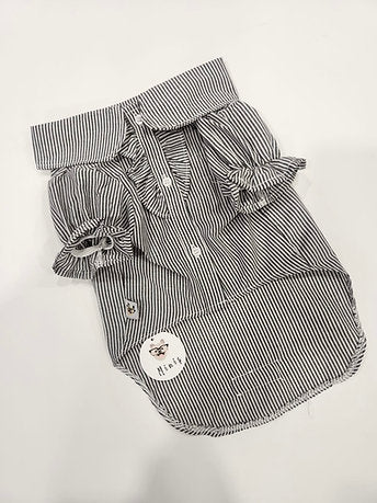 BLACK STRIPED RUFFLED DOG SHIRT