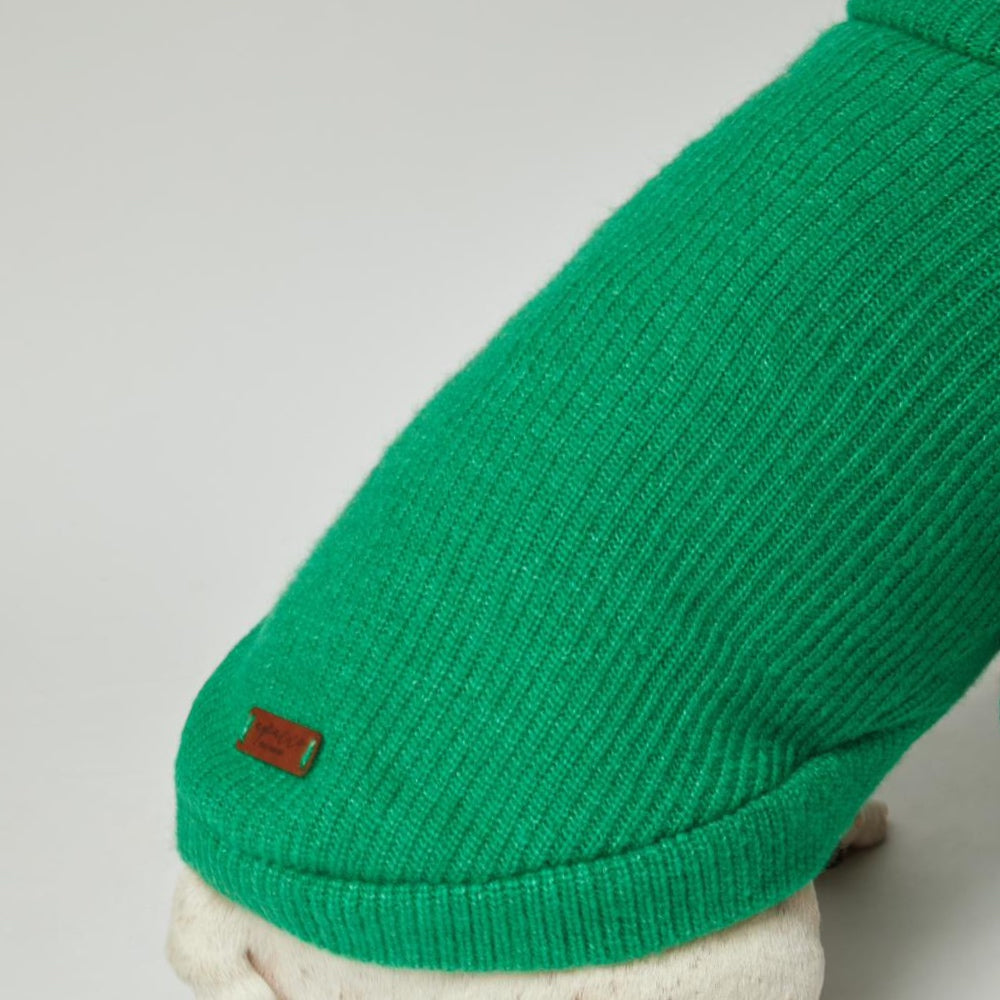 GREEN ZIPPERED DOG SWEATER