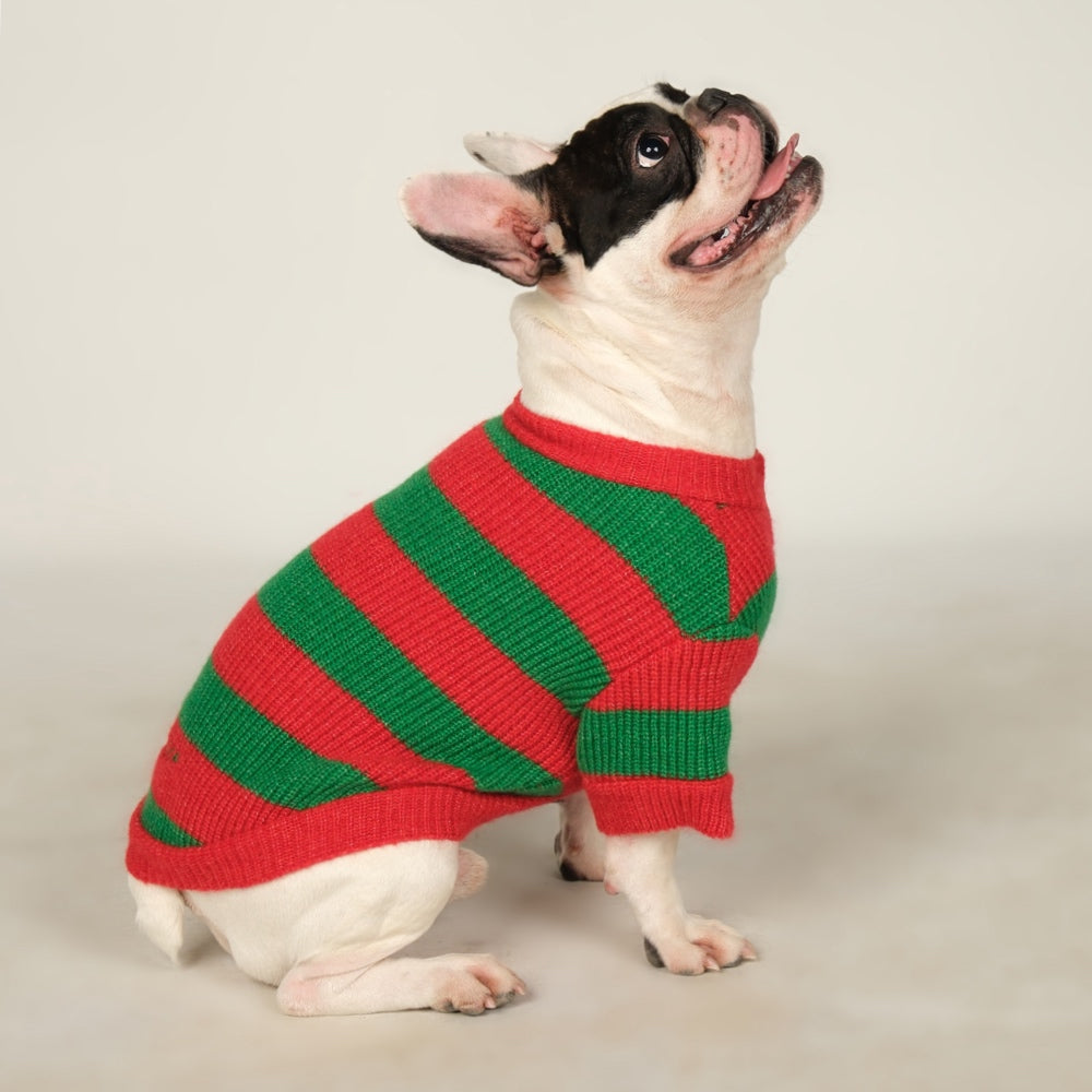 Dalton Green Red Striped Dog Sweater