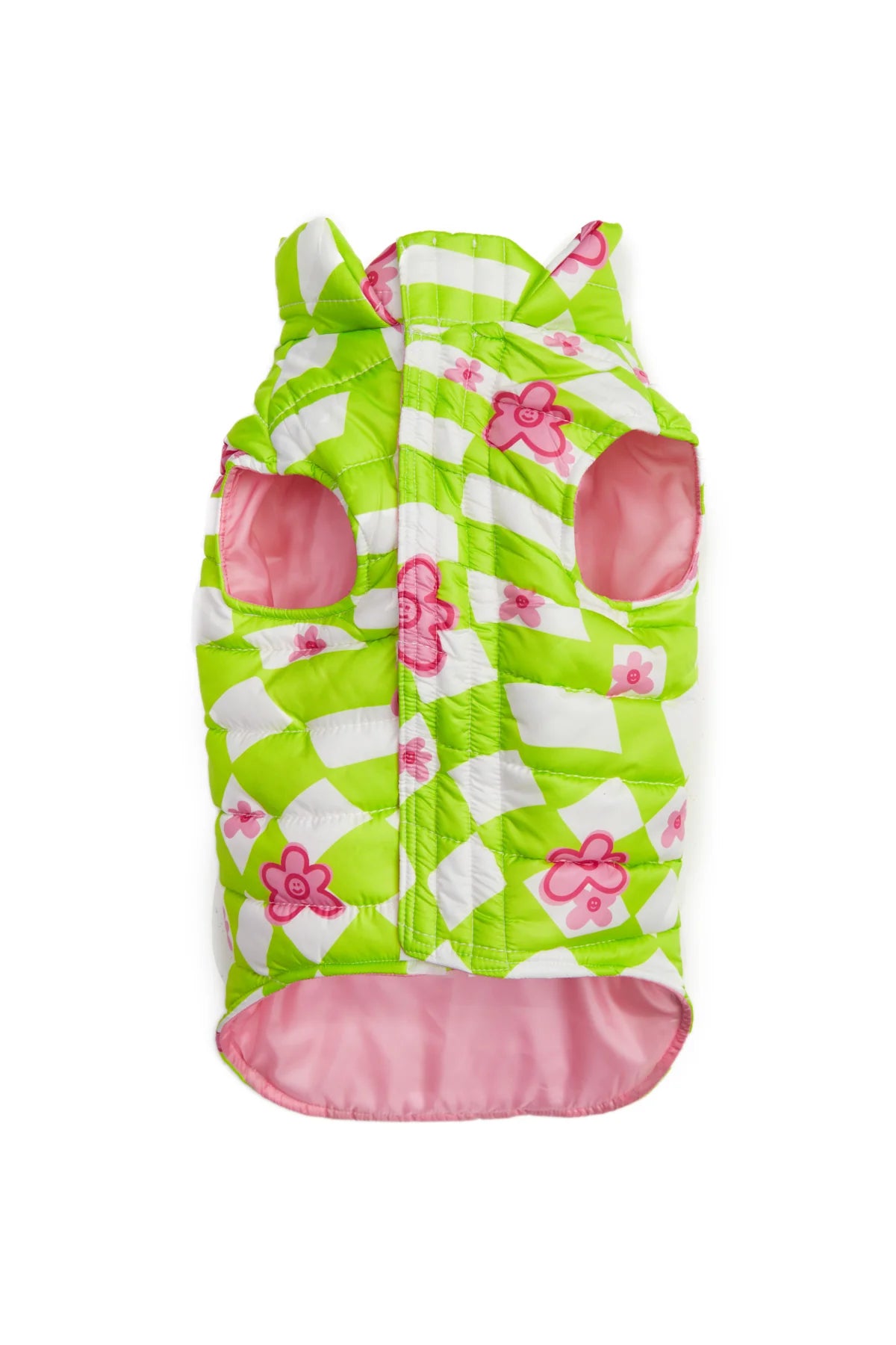 GREEN CHECKED INFLATABLE DOG COAT