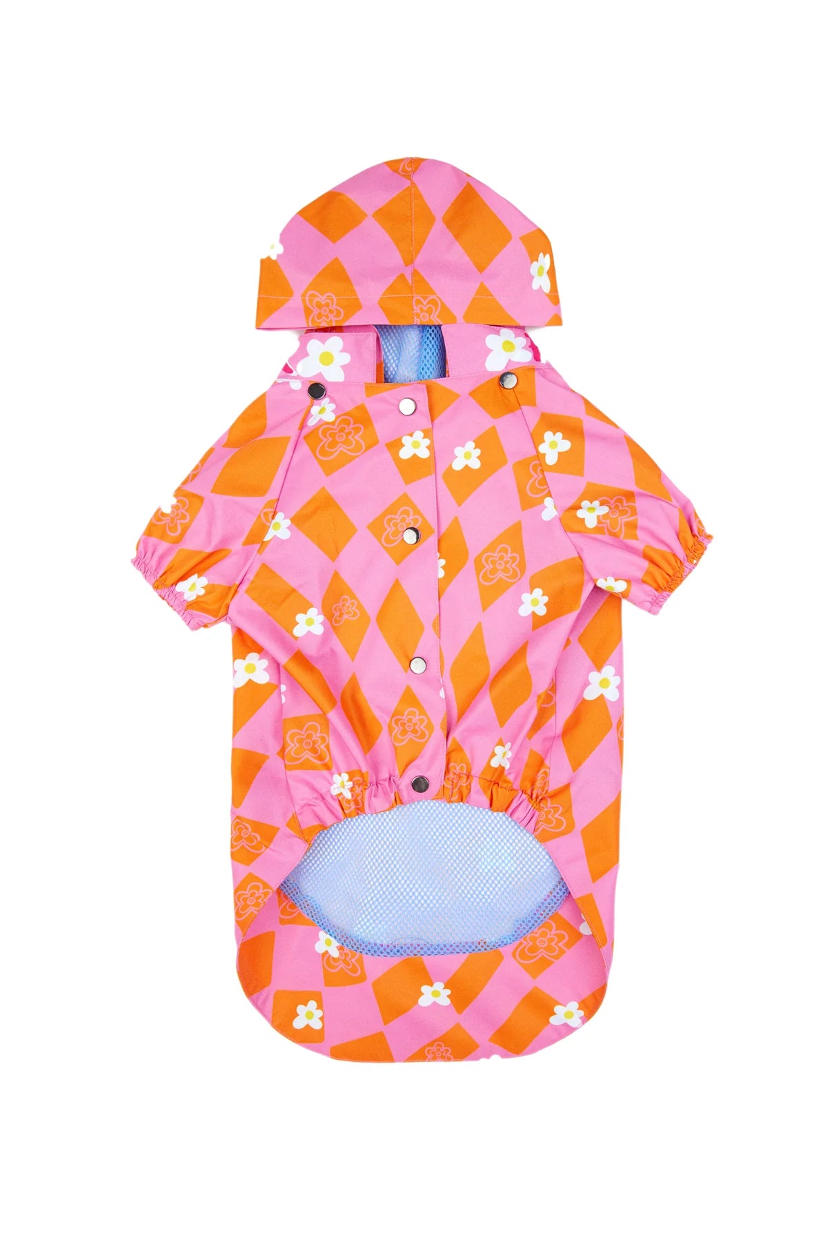 Orange Pink Checkered Dog Raincoat
