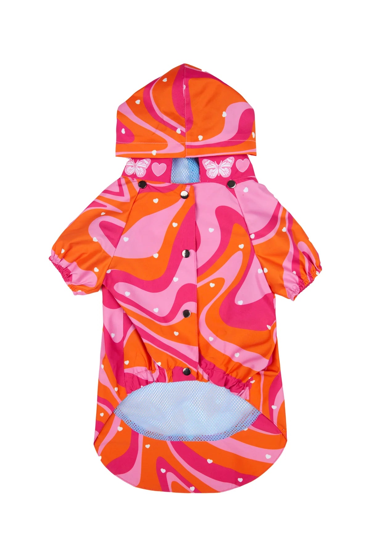 Orange Pink Wavy Dog Raincoat