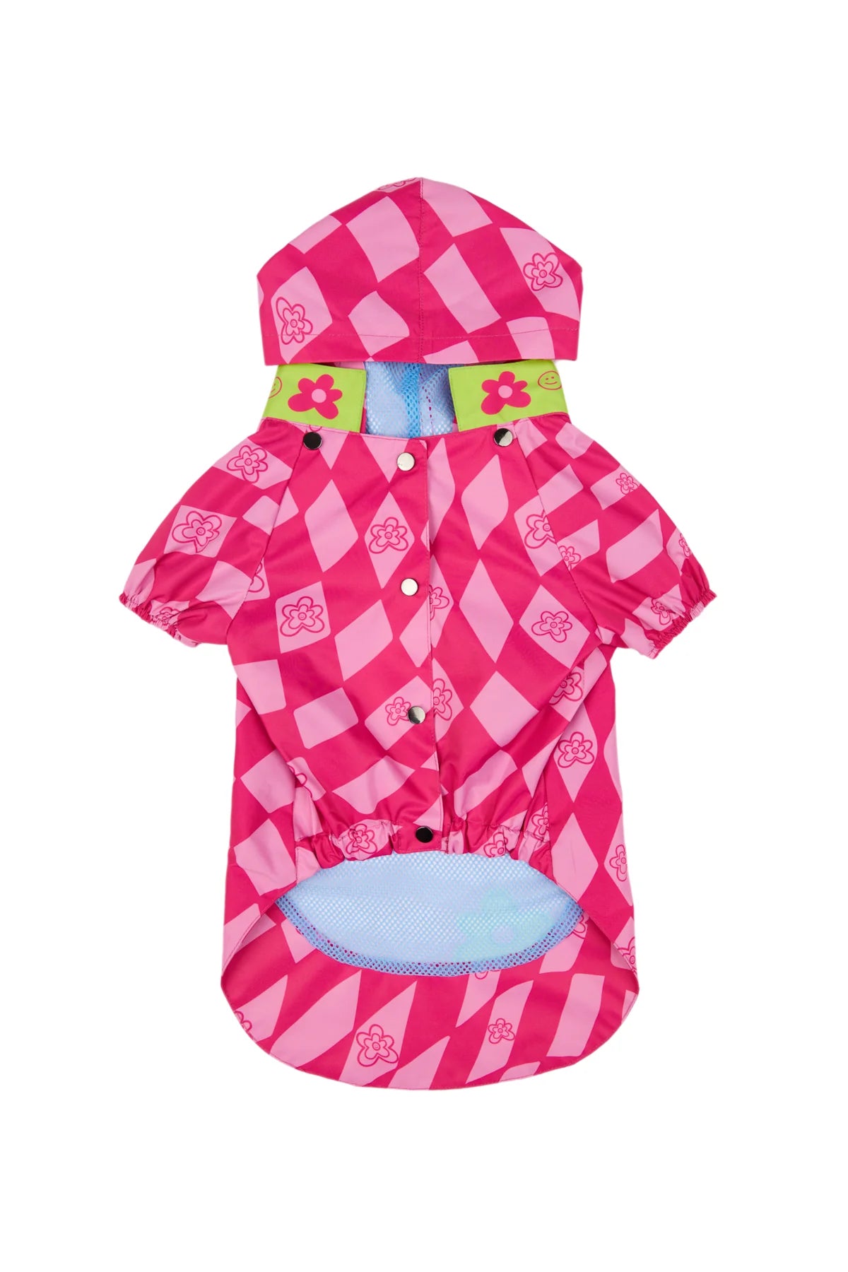Pink Checkered Dog Raincoat