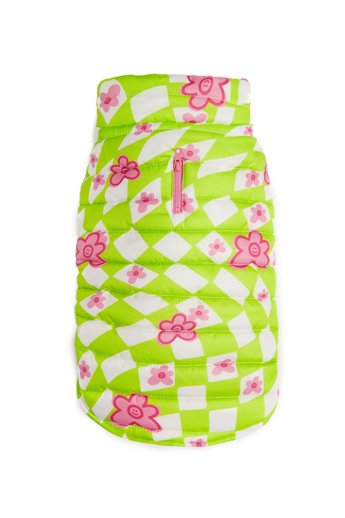 GREEN CHECKED INFLATABLE DOG COAT
