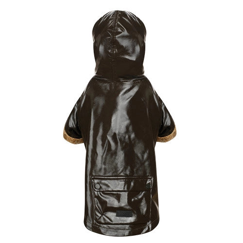 Chic Amazon Khaki Patent Leather Dog Raincoat