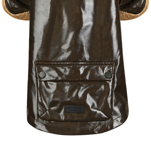Chic Amazon Khaki Patent Leather Dog Raincoat