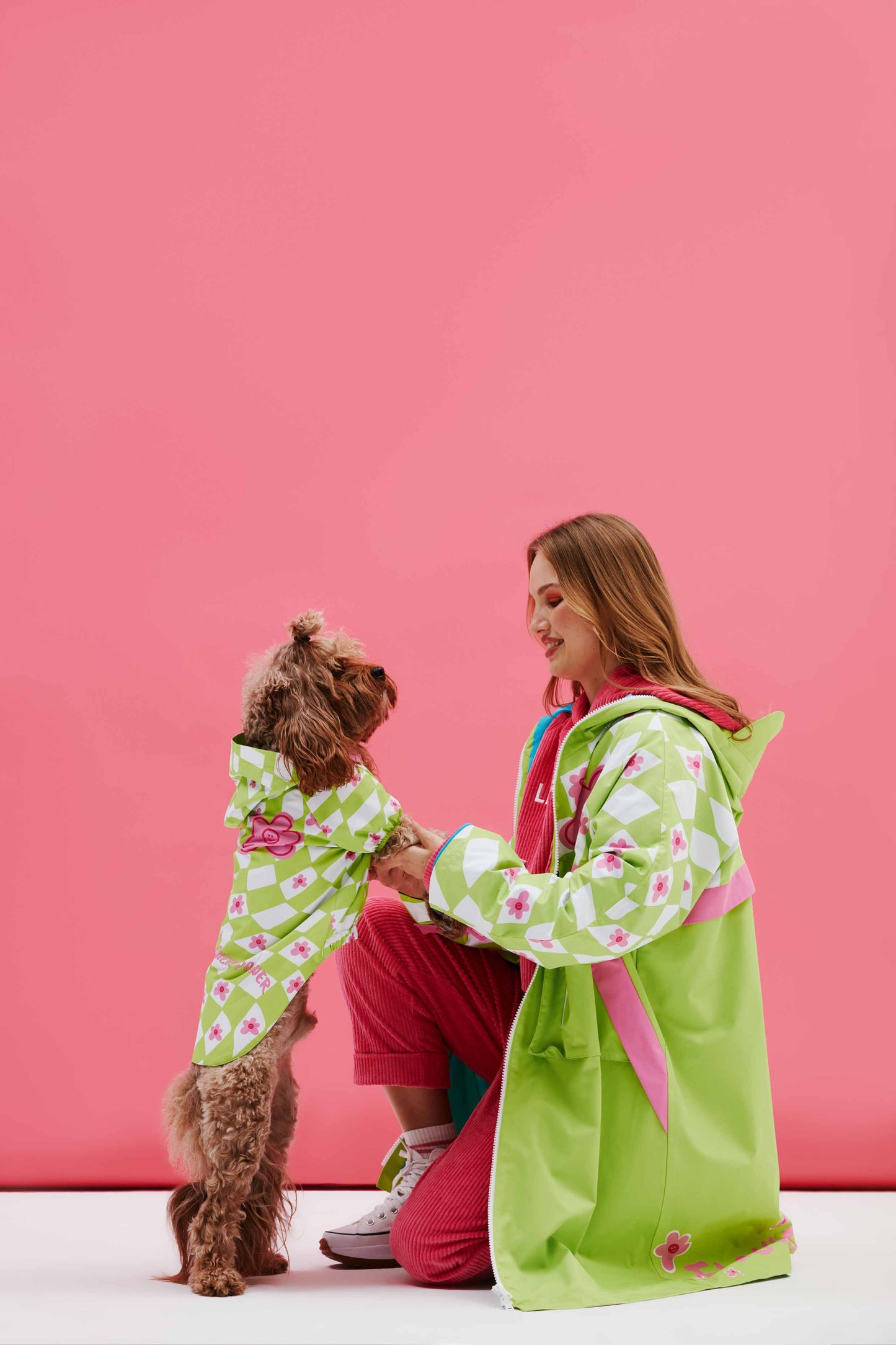 Green Checkered Human Raincoat