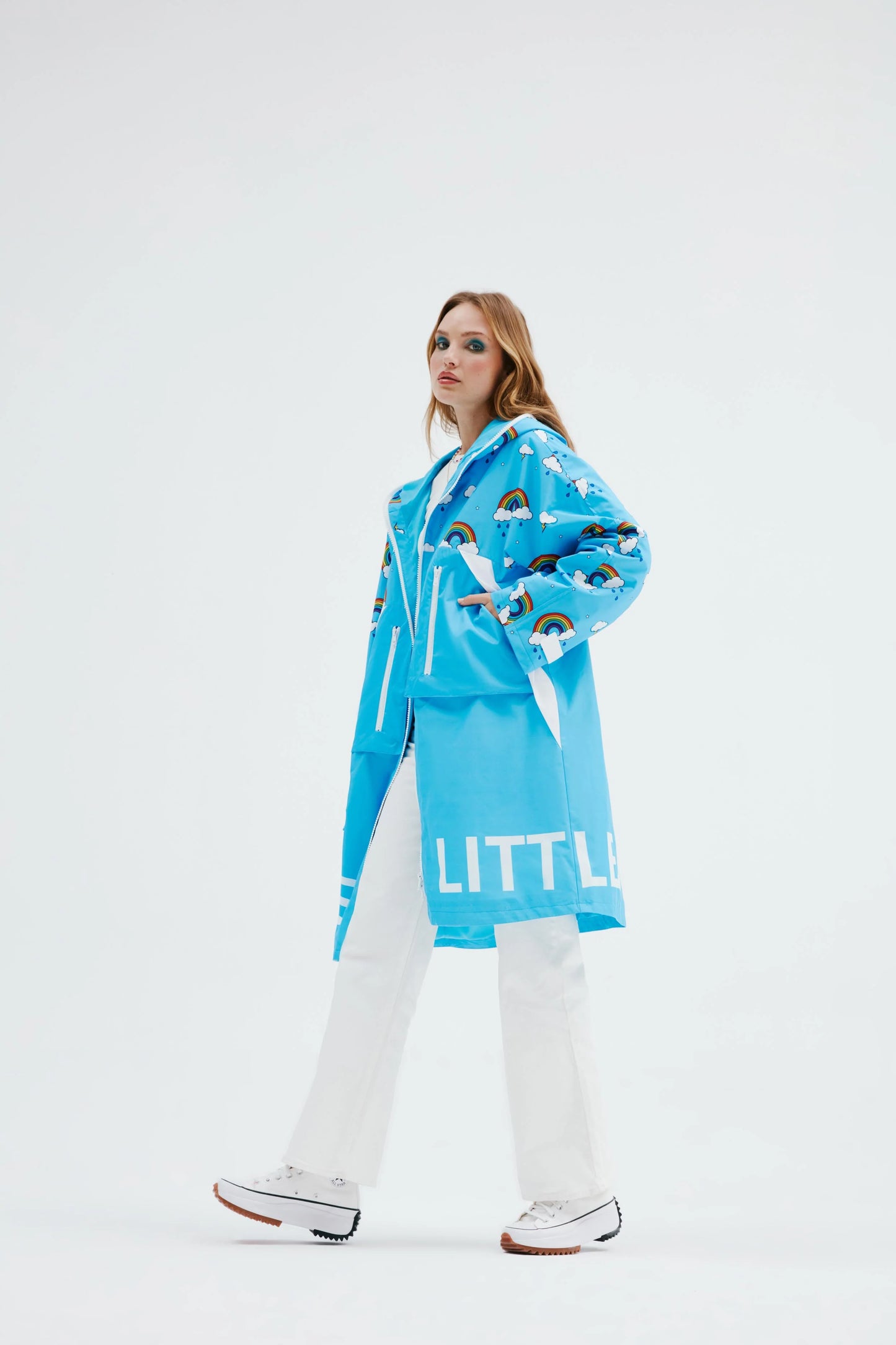 Blue Rainbow Human Raincoat