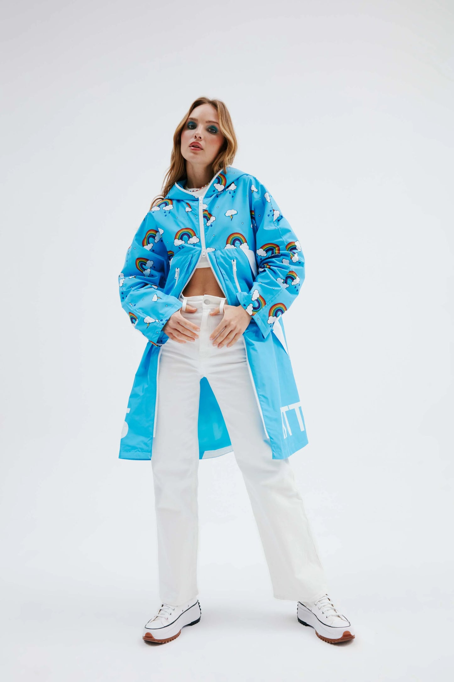 Blue Rainbow Human Raincoat