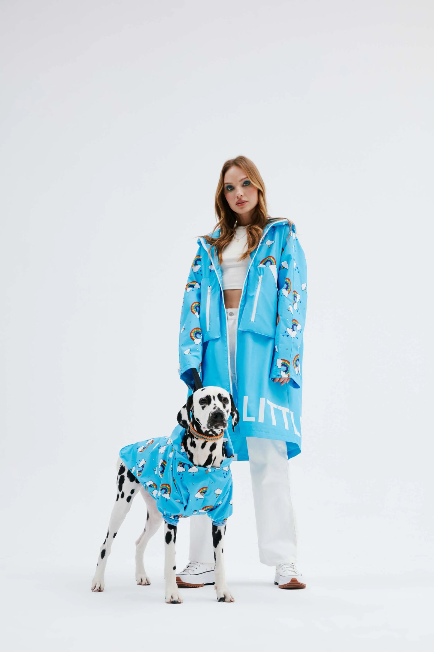Blue Rainbow Human Raincoat