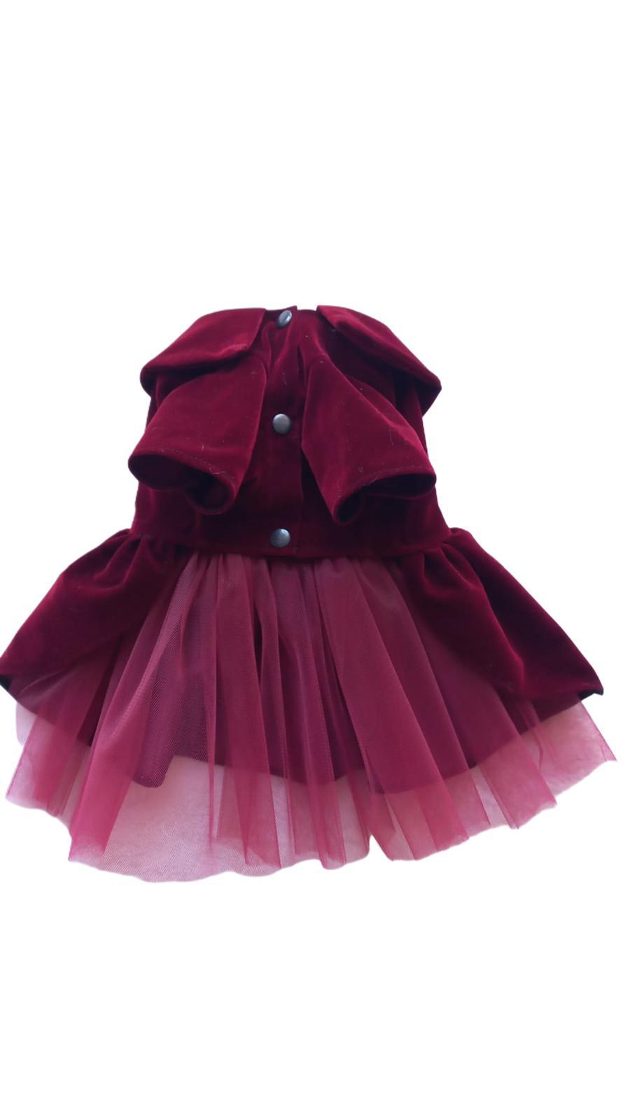 MERPAWW DOG RED VELVET DRESS