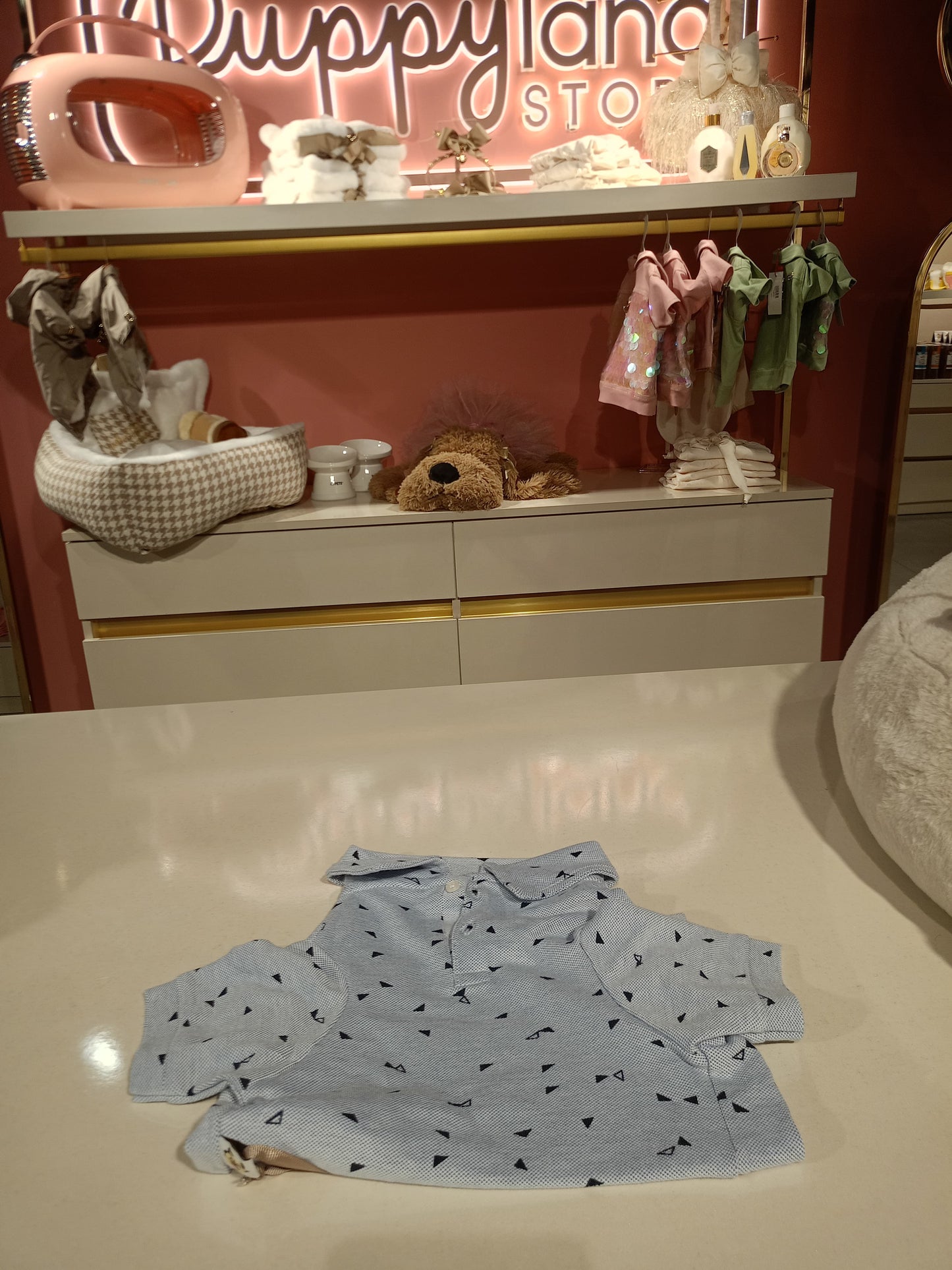 BLUE TRIANGLE PATTERNED DOG T-SHIRT