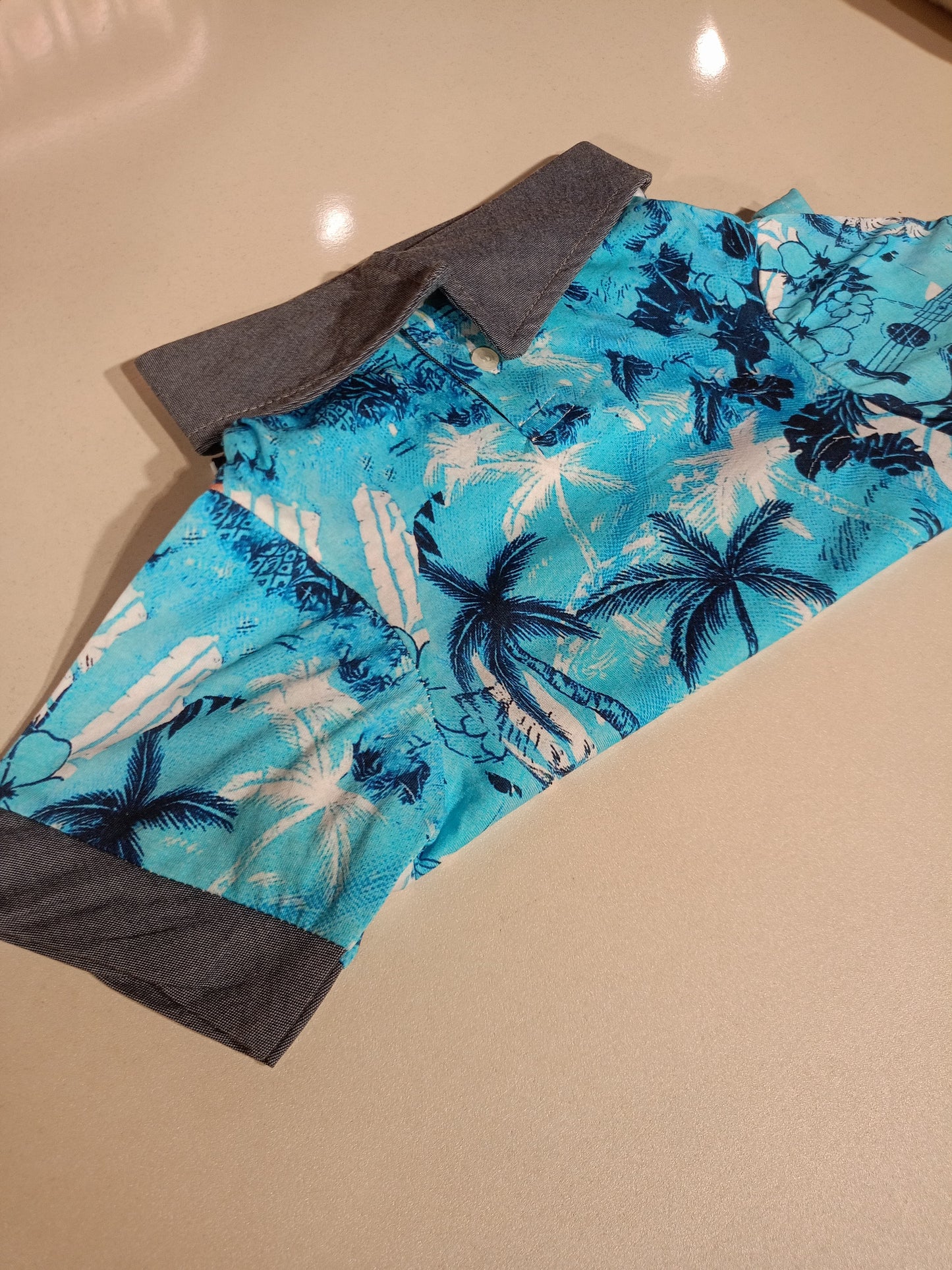 BLUE FLOWER HAWAIIAN DOG T-SHIRT