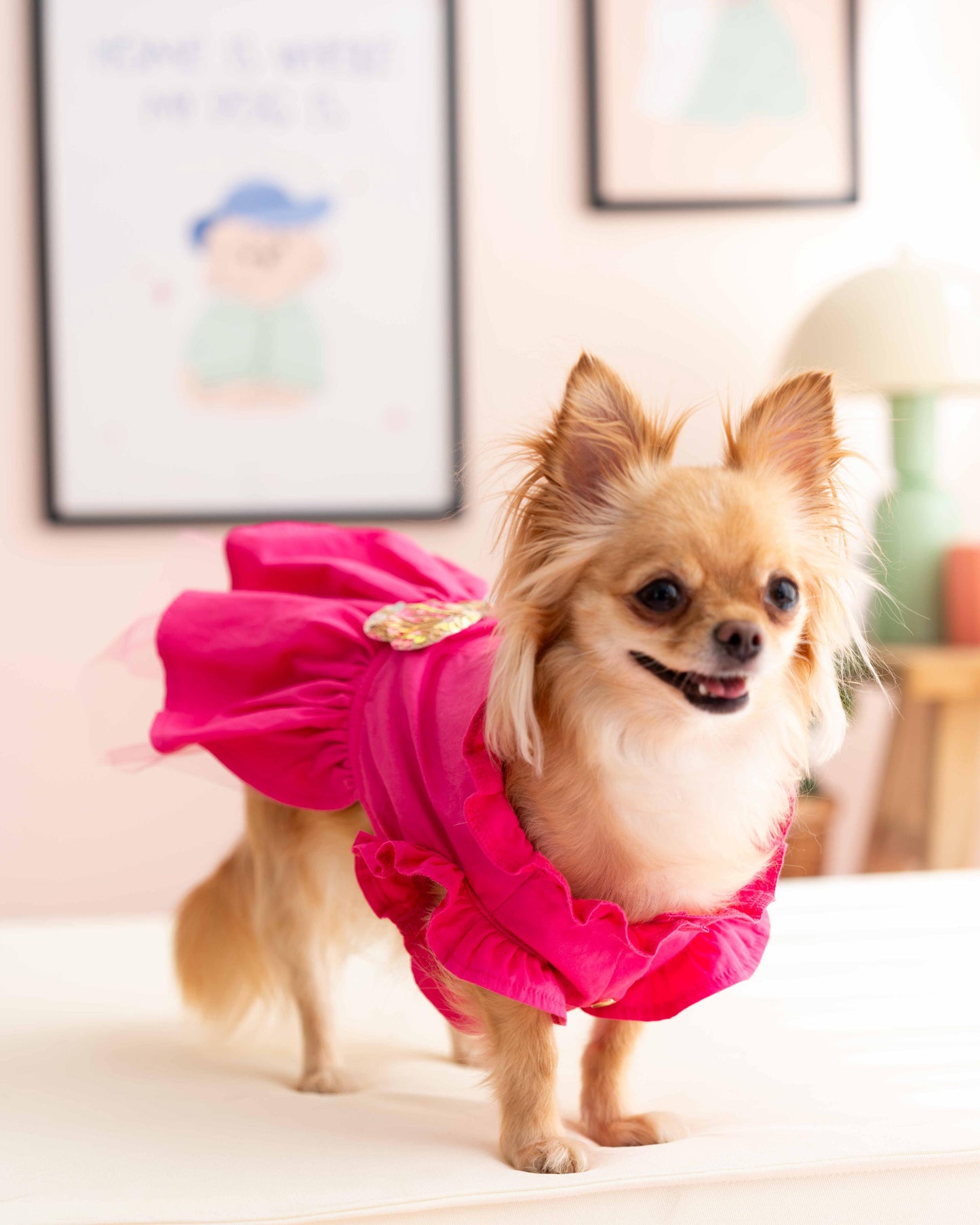 LORİCO PEMBE FİYOK DESEN KÖPEK ELBİSE