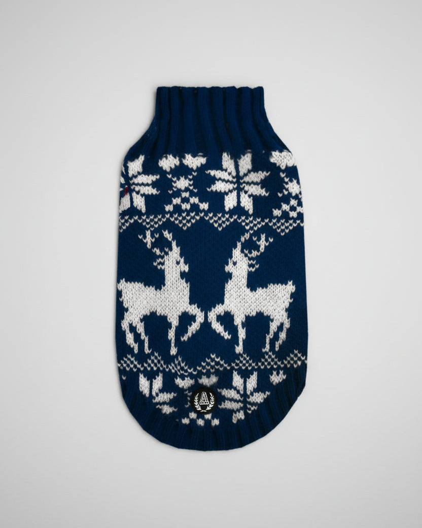CHRISTMAS NAVY BLUE DOG SWEATER