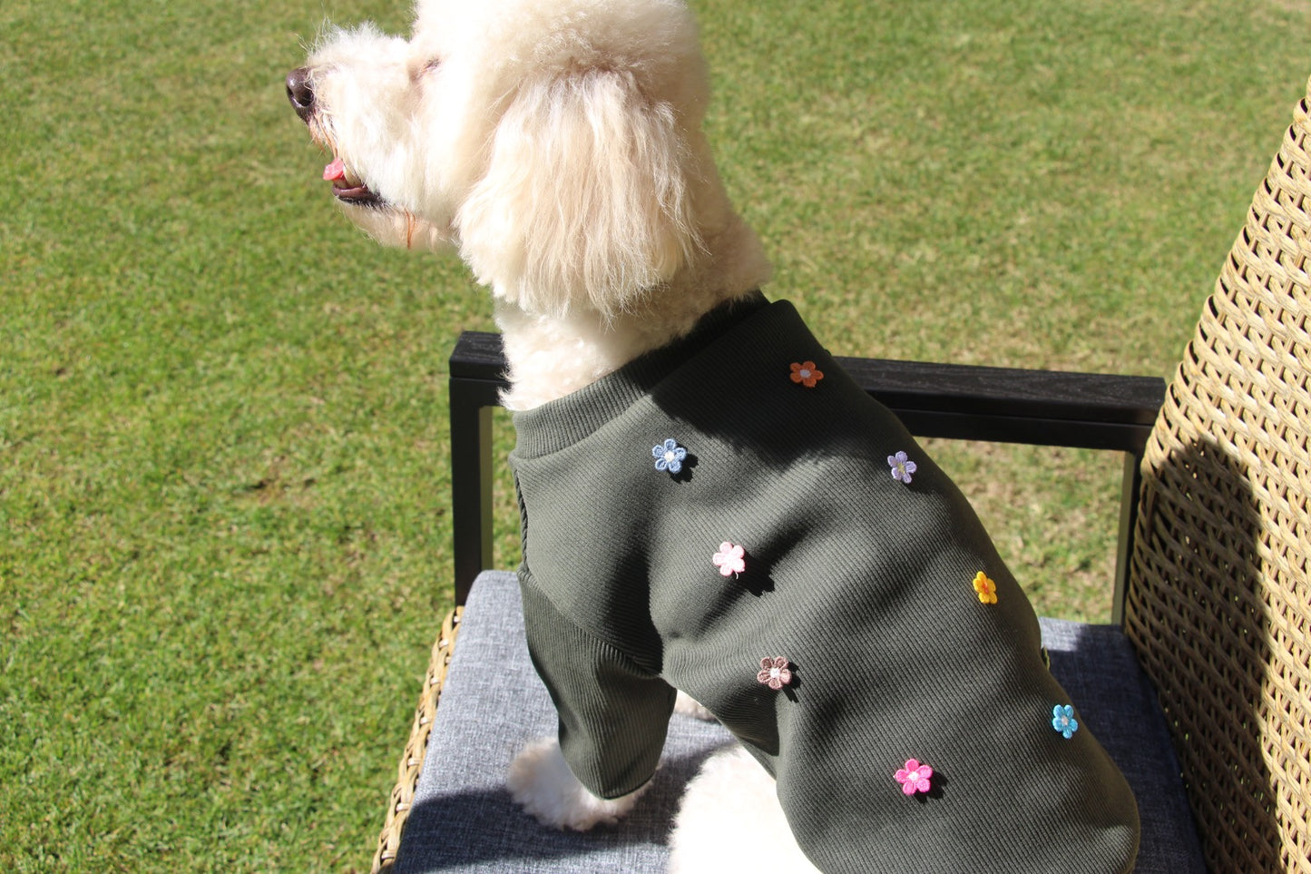 FUREND KHAKI FLORAL DOG T-SHIRT