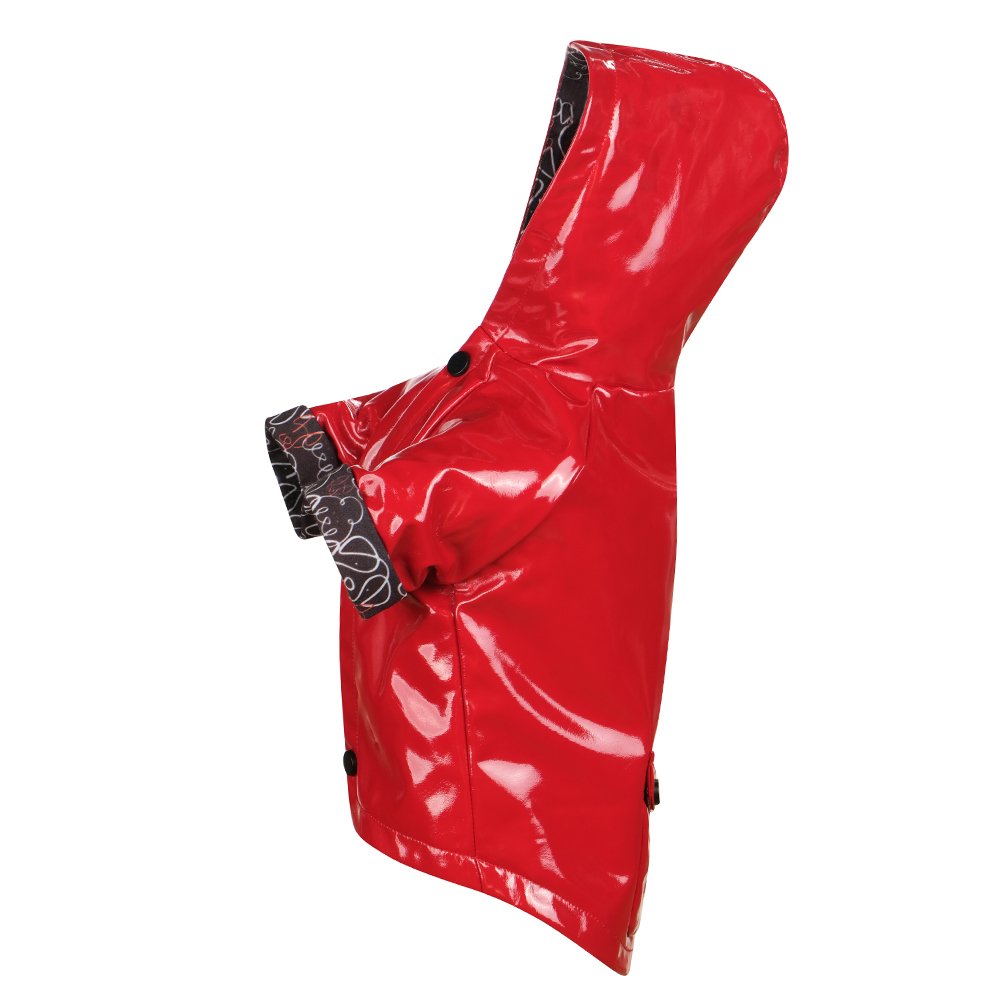 Chic Amazon Red Patent Leather Dog Raincoat