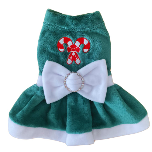 CHRISTMAS CANDY - GREEN ULTRASOFT DOG DRESS