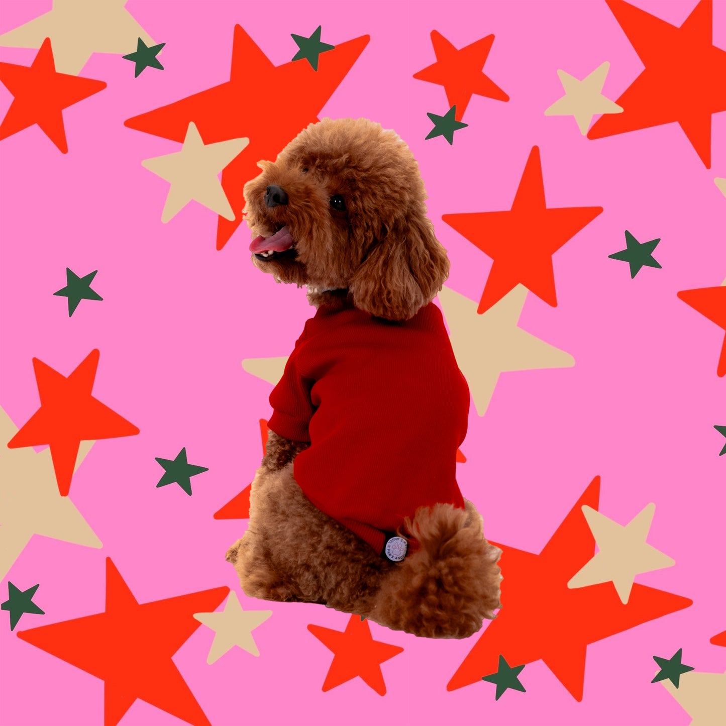 RED SLEEVELESS DOG T-SHIRT
