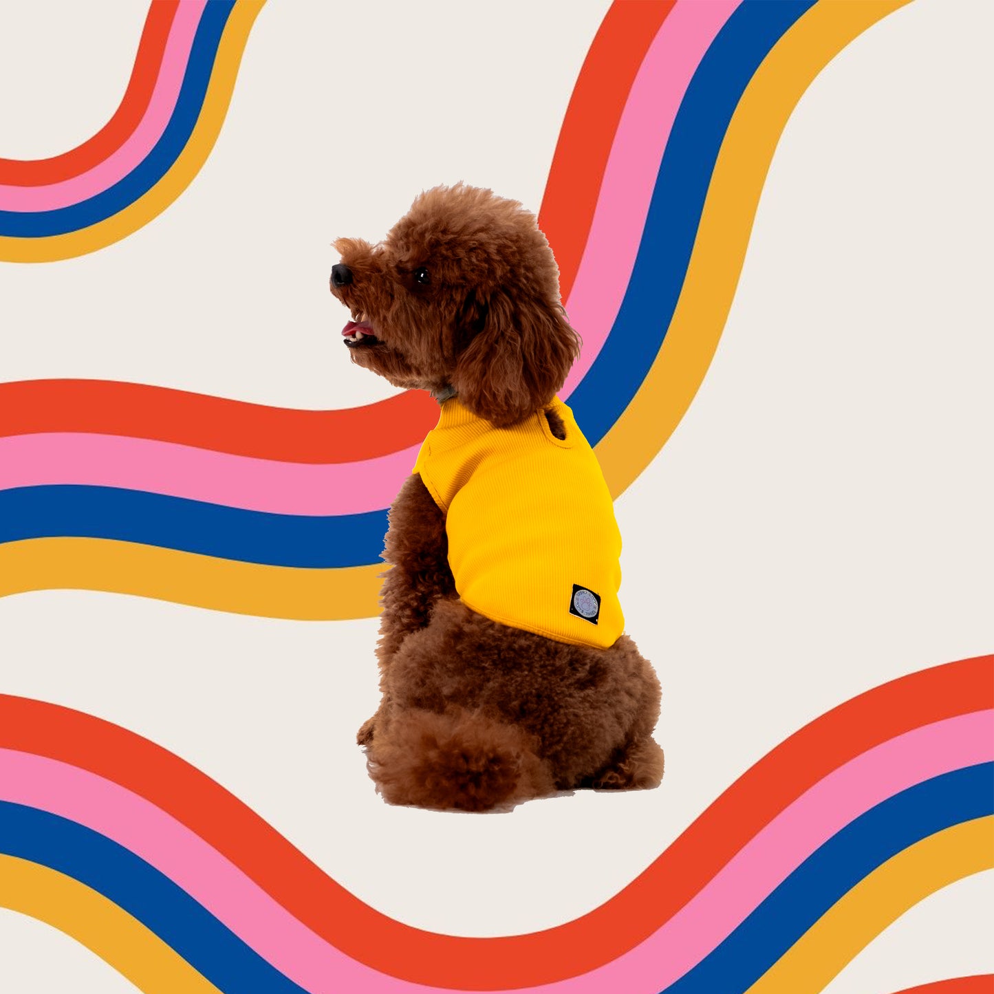 YELLOW SLEEVELESS DOG T-SHIRT