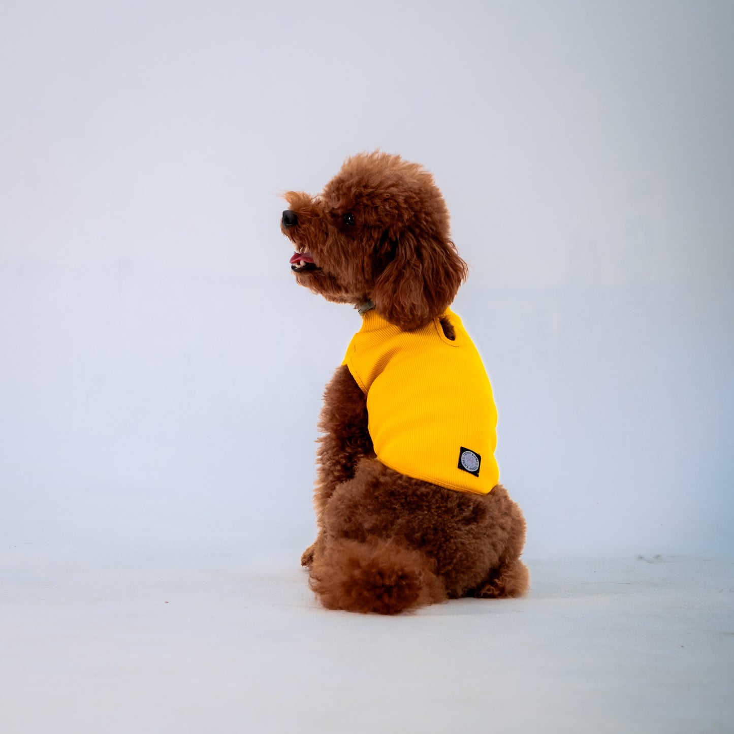 YELLOW SLEEVELESS DOG T-SHIRT