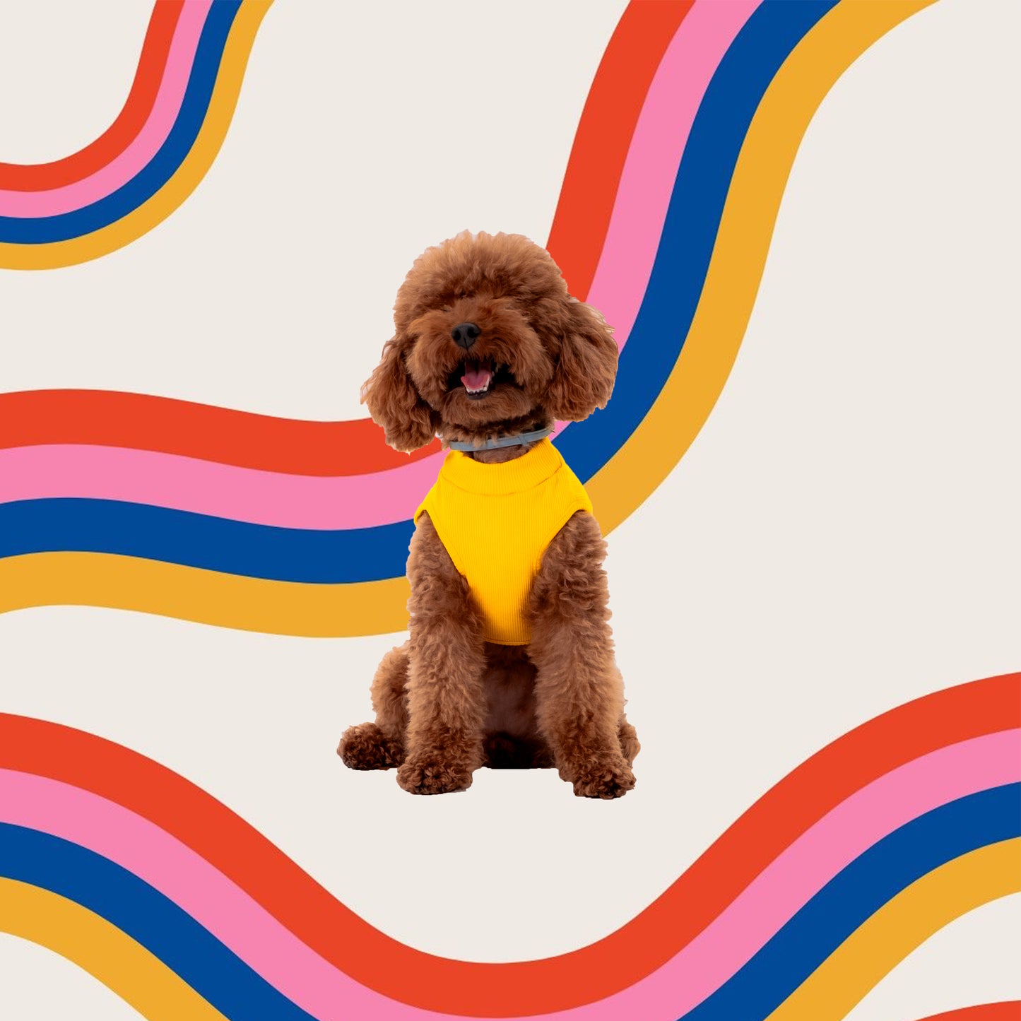 YELLOW SLEEVELESS DOG T-SHIRT