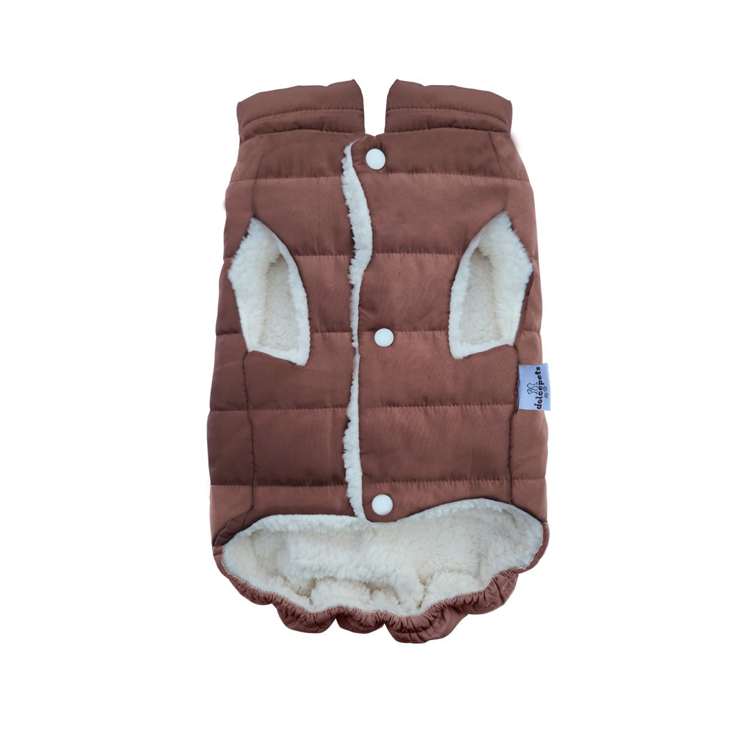 Dog Puffy Brown Coat