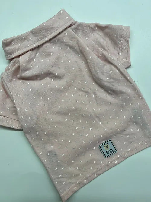 PINK POLO COLLAR DOG T-SHIRT