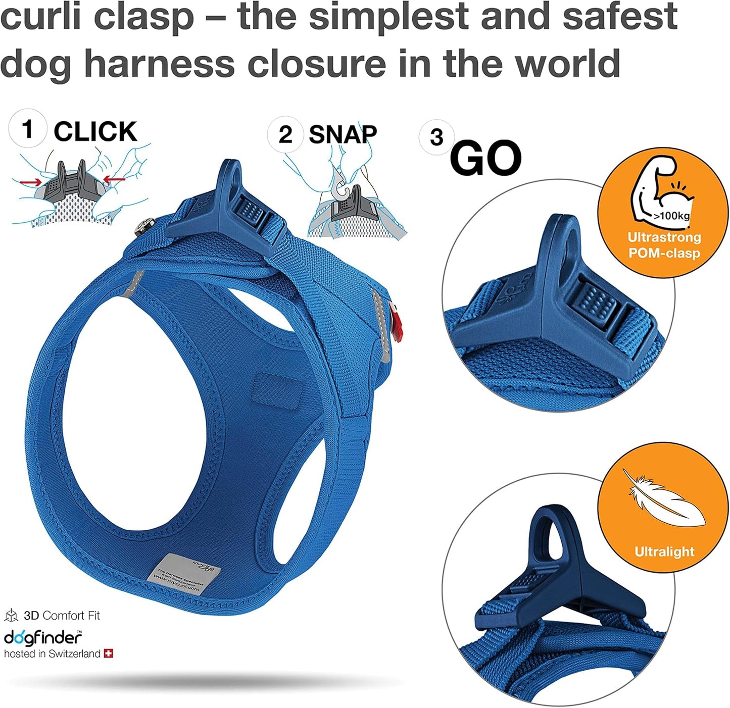 CURLI VEST KÖPEK GÖĞÜS TASMASI CURLİ TOKA AİR-MESH BLUE