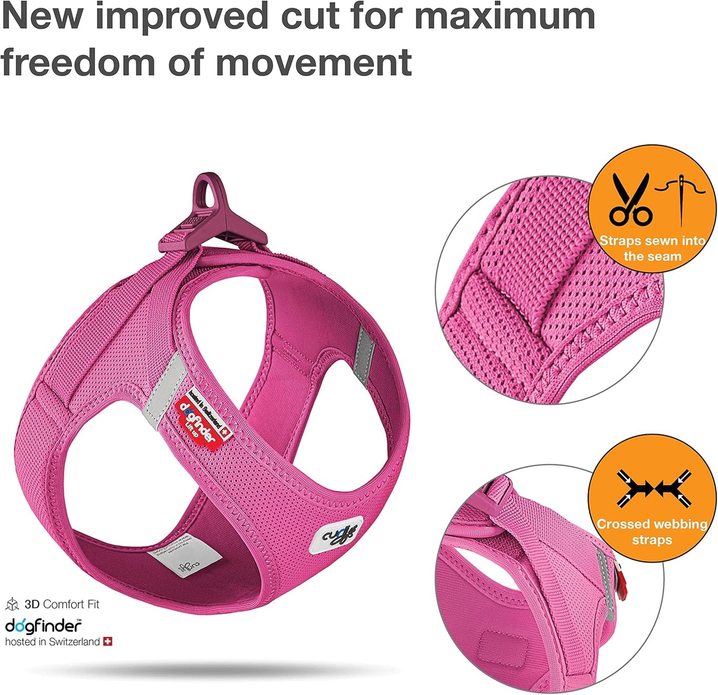 CURLİ VEST KÖPEK GÖĞÜS TASMASI CURLİ TOKA AİR-MESH FUCHSİA