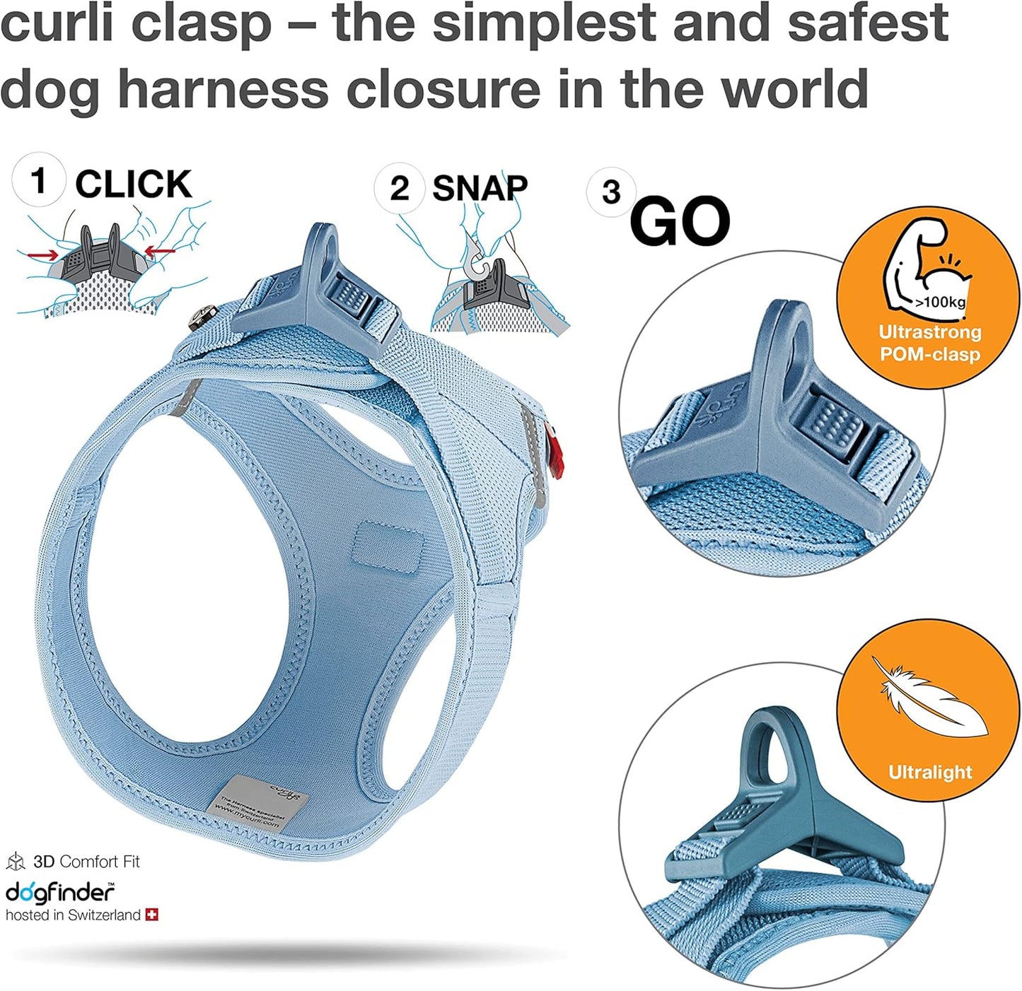 CURLİ VEST KÖPEK GÖĞÜS TASMASI CURLİ TOKA AİR-MESH SKYBLUE
