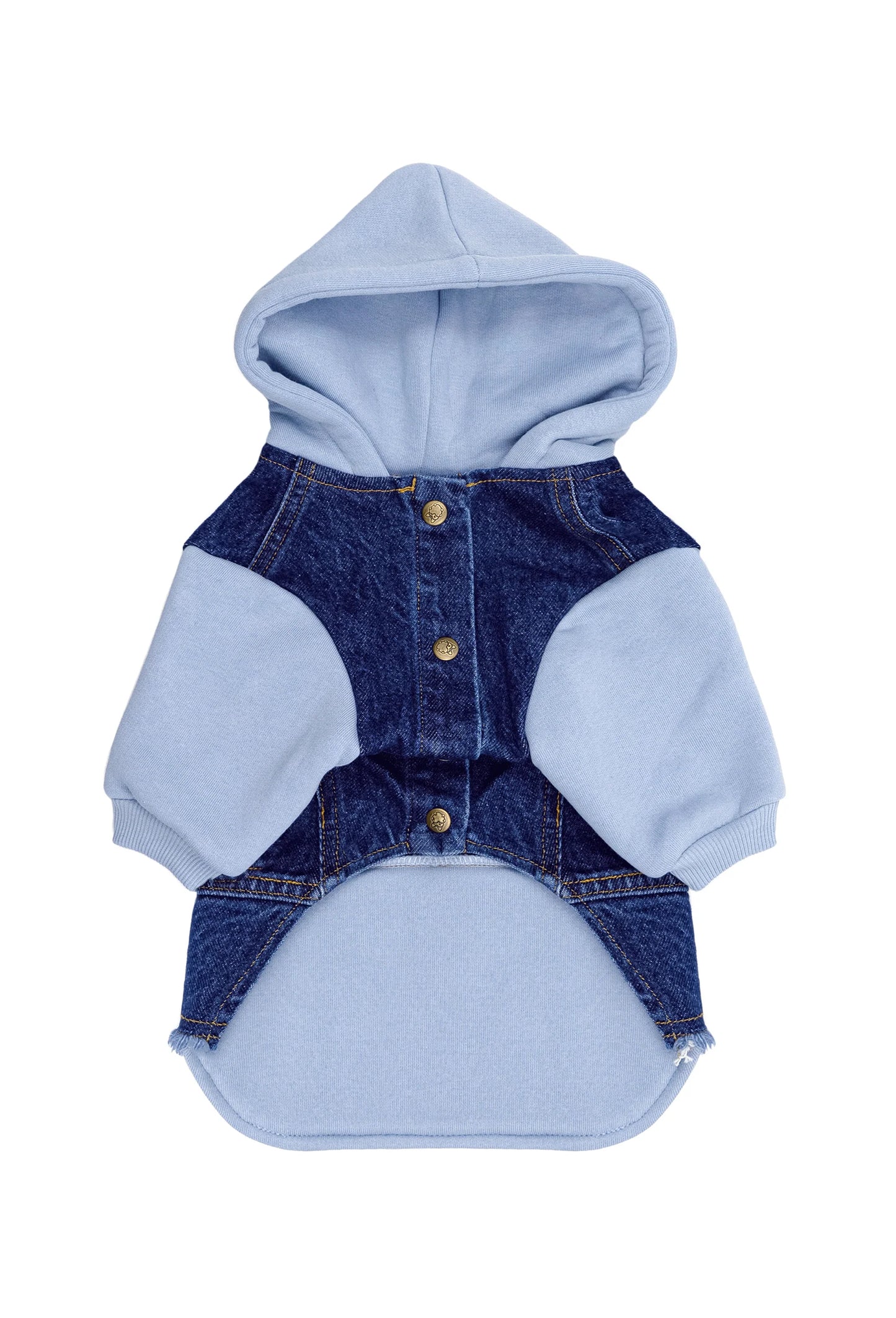 FOURAMOUR Bebek Mavisi Kapüşonlu Köpek Denim Ceketi