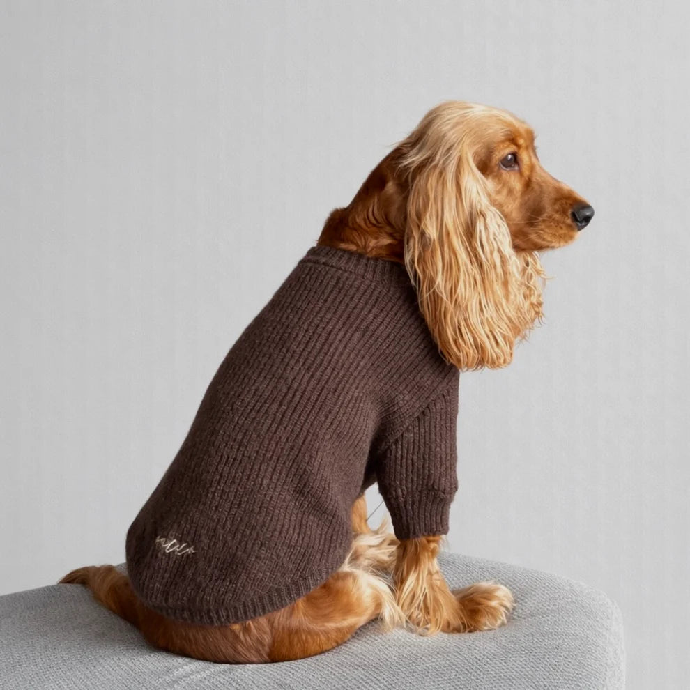 Apacco Kahverengi Fermuarlı Köpek Kazak