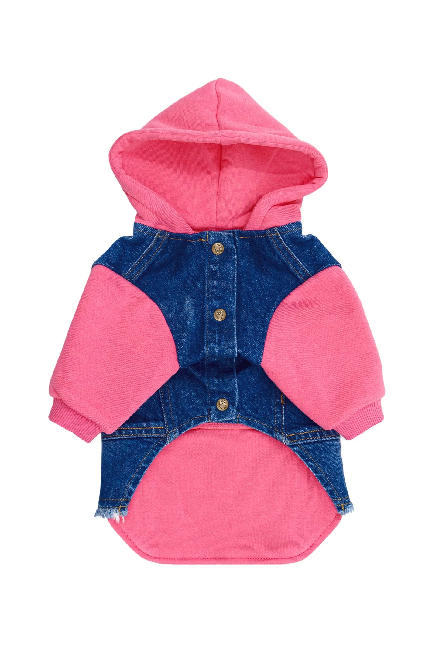 FOURAMOUR Comfy Pembe Kapüşonlu Köpek Denim Ceketi