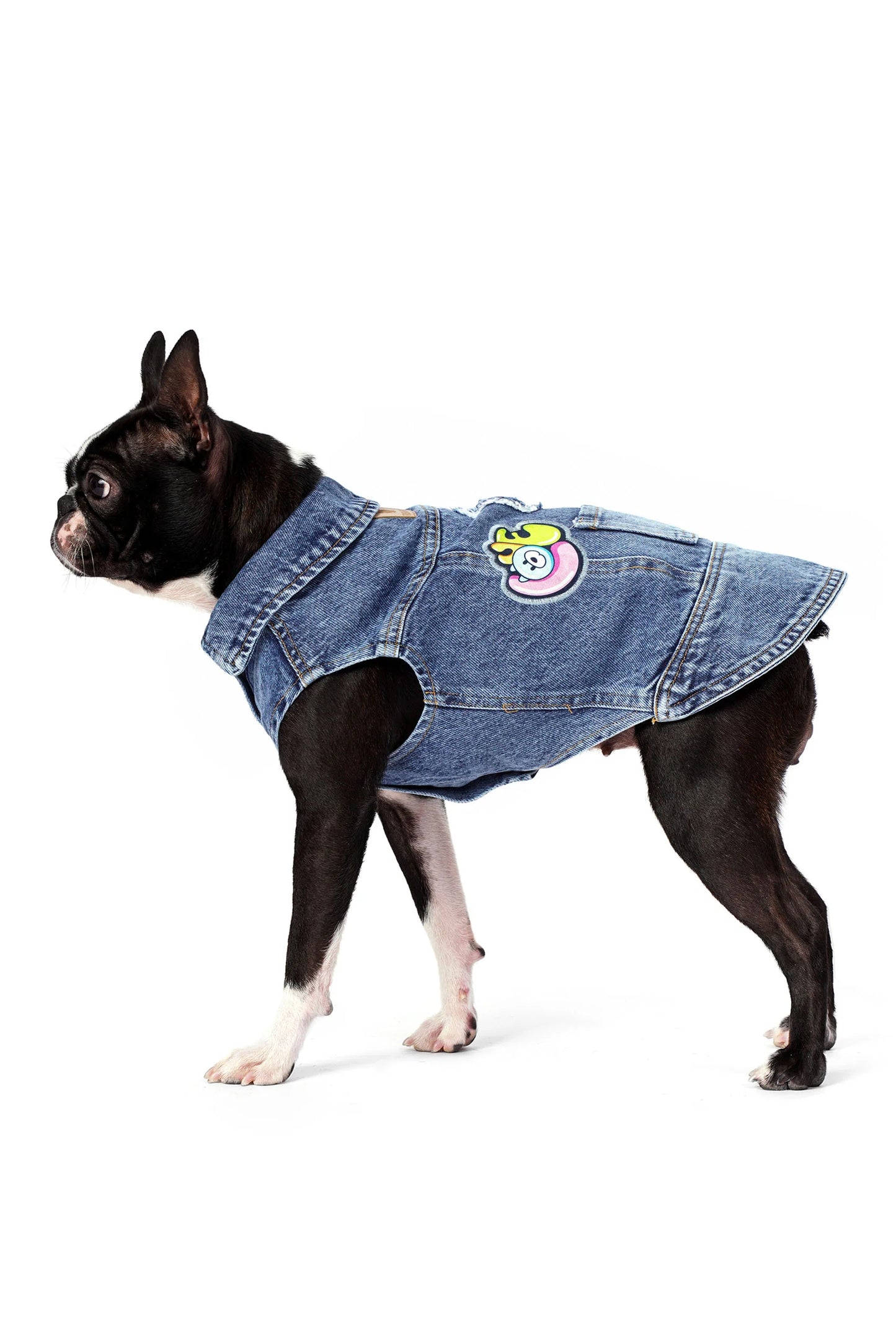 FOURAMOUR Koyu Kar Yıkama Denim Köpek Yeleği “Love”