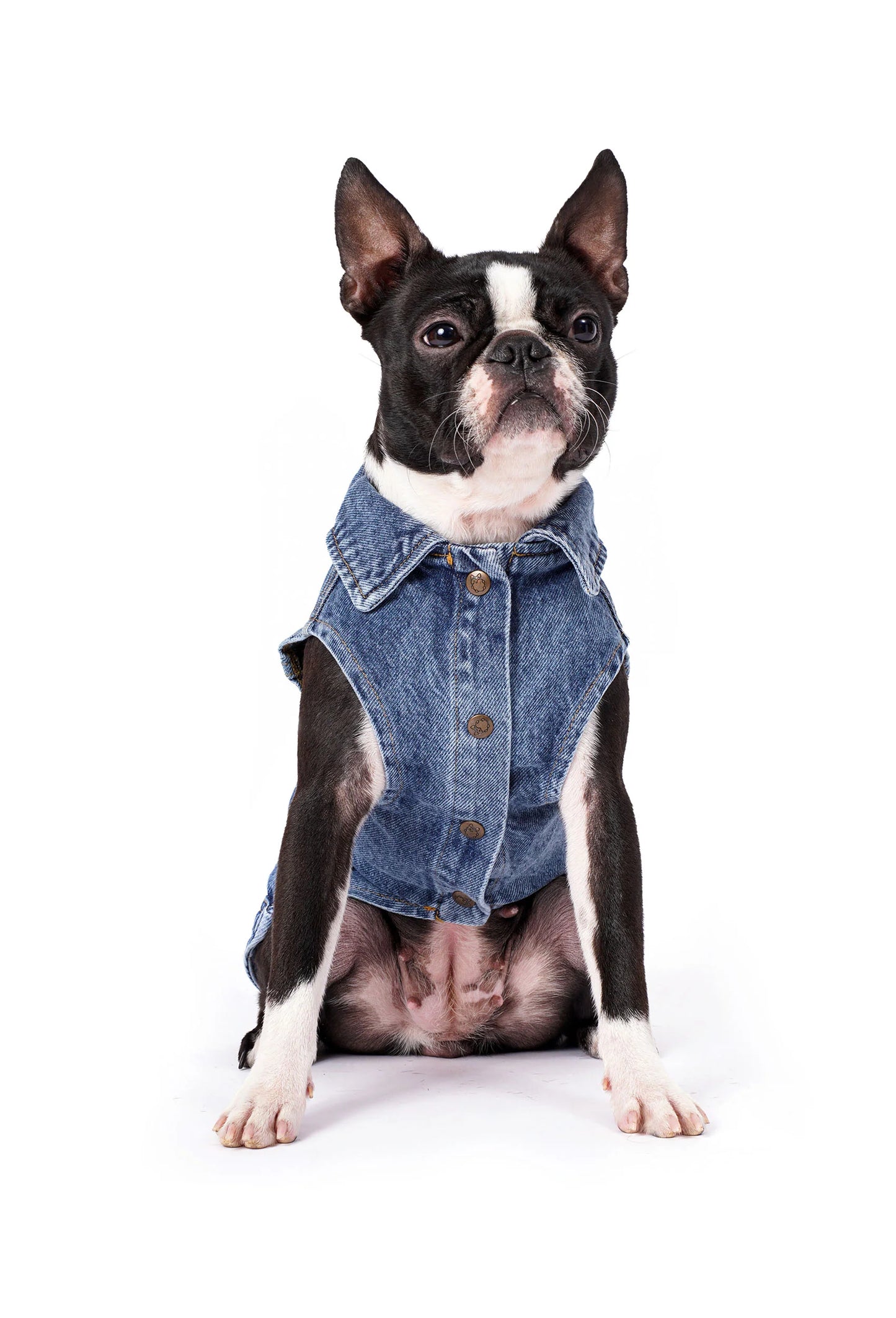 FOURAMOUR Koyu Kar Yıkama Denim Köpek Yeleği “Love”